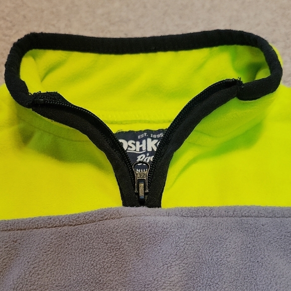 OshKosh B'gosh Neon Yellow and Gray Fleece Sweater Size 18 Months - Picture 5 of 6